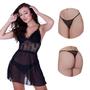Imagem de Camisola sem Bojo com Detalhe Renda Calcinha Tule Transparente -c4 JOANA