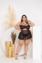 Imagem de Camisola Sexy lingerie Plus Size renda e tule + Calcinha fio duplo