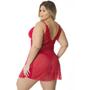 Imagem de Camisola Sexy Tule E Renda Com Calcinha Fio Duplo Plus Size