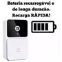 Imagem de Campainha Com Camera Wifi Sem Fio Inteligente Interfone Audio Branca - Dorbell