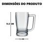 Imagem de Caneca 340ml Chopp Cerveja Vidro Grosso Alça