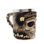 Imagem de Caneca 400ml Caveira Indígena Viking em Resina Detalhado