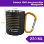 Imagem de Caneca Alça Mosquetão Inox Preto Adventure Camping Esporte