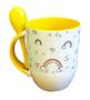 Imagem de Caneca Amarela com Colher Personalizado - Unicórnio Feliz