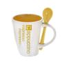 Imagem de Caneca Cappuccino com colher 325ml Amarelo e branco 11cm