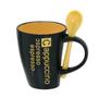 Imagem de Caneca Cappuccino com colher 325ml Amarelo e preto 11cm