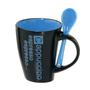 Imagem de Caneca Cappuccino com colher 325ml Azul e preto 11cm