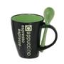 Imagem de Caneca Cappuccino com colher 325ml verde e preto 11cm