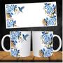 Imagem de Caneca Cerâmica 325ML Floral  Azul E Beija Flor