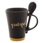 Imagem de Caneca Cerâmica  c/Colher Grateful PRETO MATT/AMARELO 310ml - Wolff