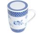 Imagem de Caneca Chá e Café com Tampa e Filtro Porcelana - Azul e Branca 310ml Lyor Super White Elsa