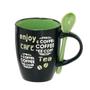Imagem de Caneca Coffee com colher 325ml verde e preto 12cm