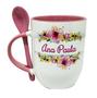 Imagem de Caneca Colher Rosa Personalizada Floral Irmã, Mamãe, Vovó