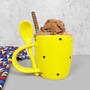 Imagem de Caneca Com Colher 300 ml Amarelo Poa Preto