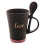 Imagem de Caneca Com Colher Love Preto Matt/Rosa 310Ml - Bon Gourmet