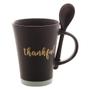 Imagem de Caneca Com Colher Thankful Preto Matt/ul 310Ml Bon Gourmet