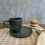 Imagem de Caneca com Pires Descentralizado Linhas Greenery 273ml - 1 Uni.