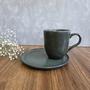 Imagem de Caneca com Pires Descentralizado Linhas Greenery 273ml - 1 Uni.