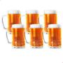 Imagem de Caneca Copo de Chopp Cerveja Vidro Com Alça Kit 6uni 320ml