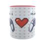 Imagem de Caneca Coração Casal Controle Player 1 e 2 Namorados Geek