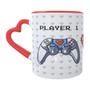 Imagem de Caneca Coração Casal Controle Player 1 e 2 Namorados Geek