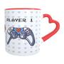 Imagem de Caneca Coração Casal Controle Player 1 e 2 Namorados Geek