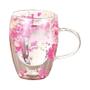 Imagem de Caneca De Café De Vidro De Parede Dupla Resistente Ao Calor 350ML Com Alça Preenchimento De Flores