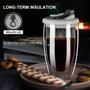 Imagem de Caneca de Café PARACITY de Vidro com Parede Dupla - 450ml - Tampa Cinza