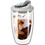 Imagem de Caneca de Café PARACITY de Vidro com Parede Dupla - 450ml - Tampa Cinza