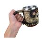 Imagem de Caneca De Caveira Com Cocar Indígena 3D - Resina E Inox