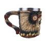 Imagem de Caneca De Caveira Com Cocar Indígena 3D - Resina E Inox