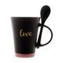 Imagem de Caneca de Cerâmica Love Preta 310ml com Colher