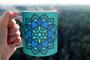 Imagem de Caneca De Porcelana Personalizada Xícara Estampada Decorativa Café 325 ML Mandala Azul Tiffany