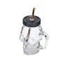 Imagem de Caneca de Vidro 450ml com Tampa e Canudo Lyor Caveira Rock Style