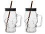 Caneca de Vidro 450ml Lyor - Caveira Rock Style 2 Peças Imagem de Caneca de Vidro 450ml Lyor