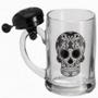 Imagem de Caneca De Vidro Com Campainha Estampa Caveira 400Ml