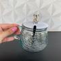 Imagem de Caneca de vidro com tampa de plástico de ursinho 320ml com colher para café chá leite xícara
