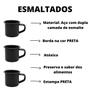 Imagem de Caneca Esmaltada Preta Pequena 80ml Café Chá Ágata - 6 Peças