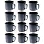 Imagem de Caneca Esmaltada Retro 150Ml Preta Vintage Jogo 12 Pcs