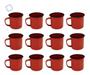 Imagem de Caneca Esmaltada Retro 150Ml Vintage Jogo 12 Pcs - Vermelho