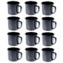 Imagem de Caneca Esmaltada Retro 350Ml Vintage Jogo 12 Pcs - Preta