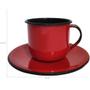 Imagem de Caneca Esmaltada Xícara Com Pires Para Chá Café 180ml