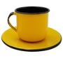 Imagem de Caneca Esmaltada Xícara Com Pires Para Chá Café 180ml