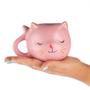 Imagem de Caneca gato rosa fofo xícara 3D de gatinho fofinho cerâmica