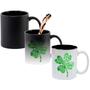 Imagem de Caneca Mágica Fosca Interna Preta Muda de Cor 325ml PATRICKS DAY TREVO 4 FOLHAS SORTE