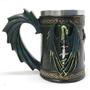 Imagem de Caneca Medieval Dragão Verde em Resina  Inox p/ Chopp