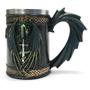 Imagem de Caneca Medieval Dragão Verde em Resina  Inox p/ Chopp