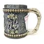 Imagem de Caneca Medieval Rei De Copa, Caveira Baralho Resina/Inox 400ml Chopp