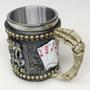 Imagem de Caneca Medieval Rei De Copa, Caveira Baralho Resina/Inox 400ml Chopp