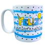 Imagem de Caneca Para Aniversário Porcelana Novidade 310 Ml 3 Modelos Aniversariante Xícara Café